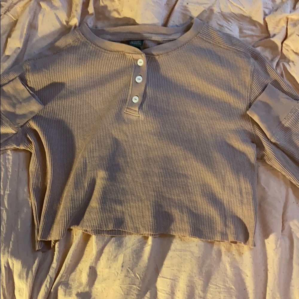 Long sleeve waffle knit crop top